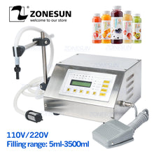Load image into Gallery viewer, ZONESUN 5-3500ml Digital Control Water Drink Beverage Perfume Juice Milk Small Bottle Filler GFK 160 Liquid Filling Machine
