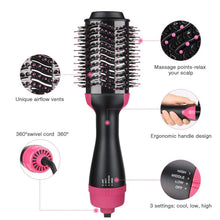 Load image into Gallery viewer, Electric Hair Straighter Comb 3 in 1 Multifunction Negative Ion Hair Dryer and Volumizer Hair Curler Brush Wet And Dry Use
